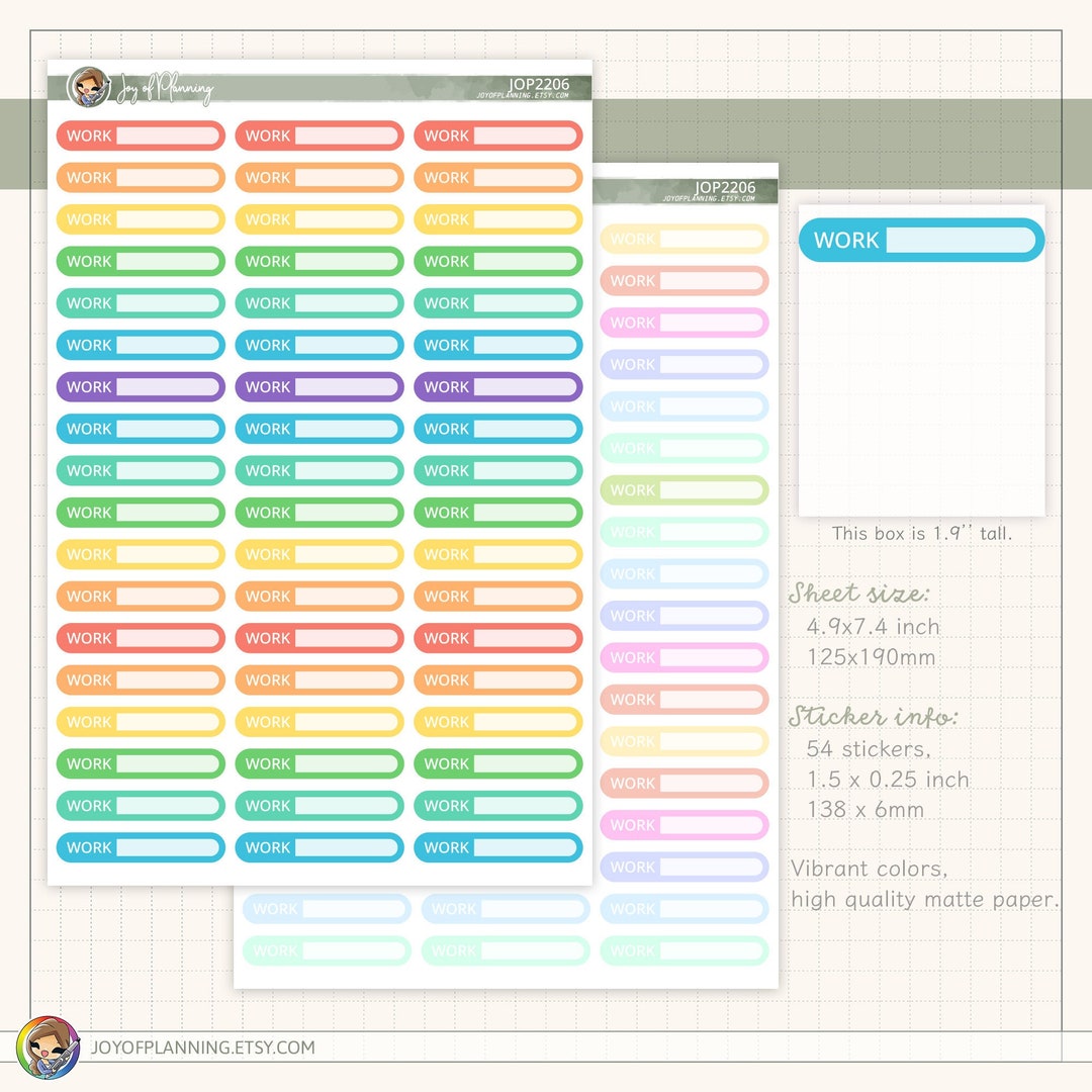 Work Stickers / Work Labels / Agenda Labels / Calendar Stickers ...