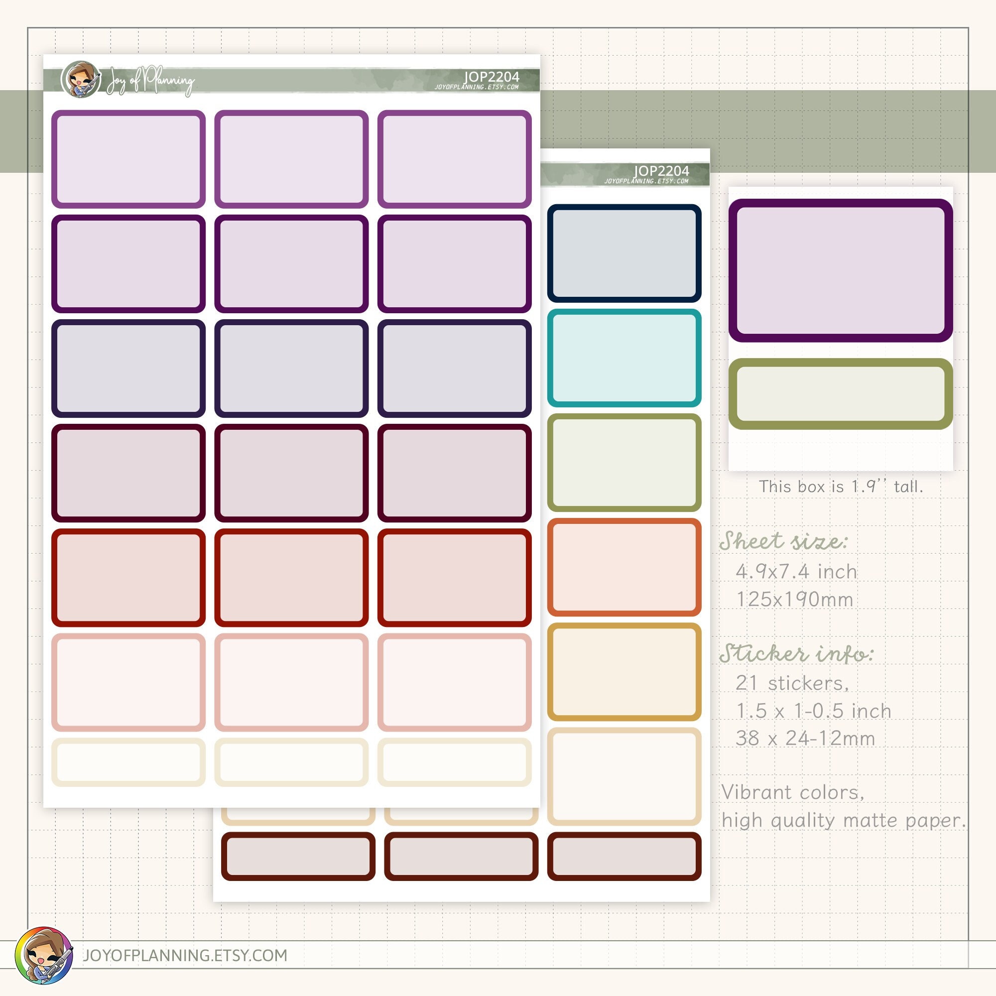 Half Box Functional Stickers / Planner Stickers / Agenda Labels ...