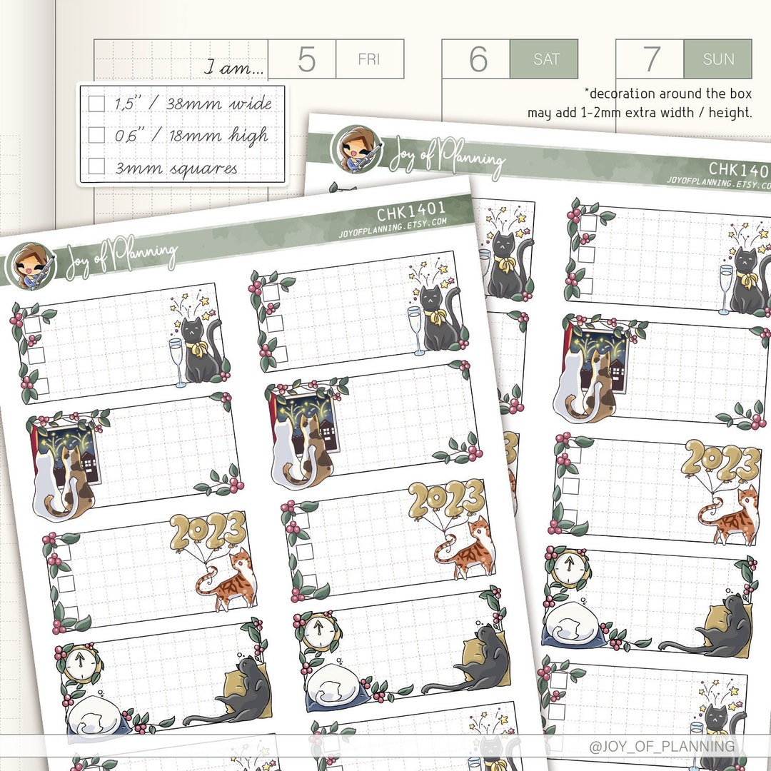 New Year Stickers / New Year Resolutions Planner / Checklist Stickers ...