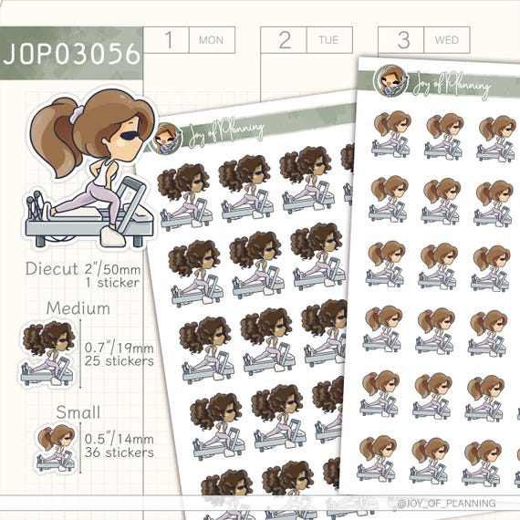 Reformer Pilates Planner Stickers / Hand Drawn Fitness Girl Stickers / Wellness Journal Stickers / JOP03056