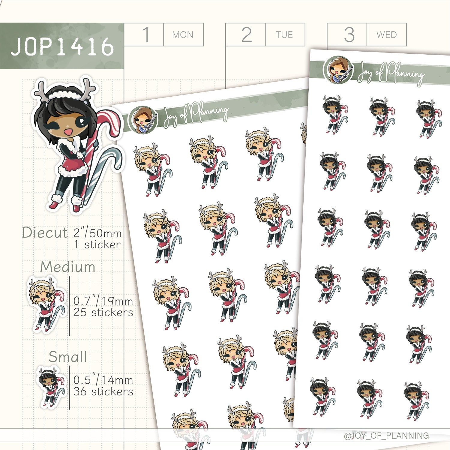Holiday stickers / Christmas stickers / New Year stickers / Planner stickers / JOP1416
