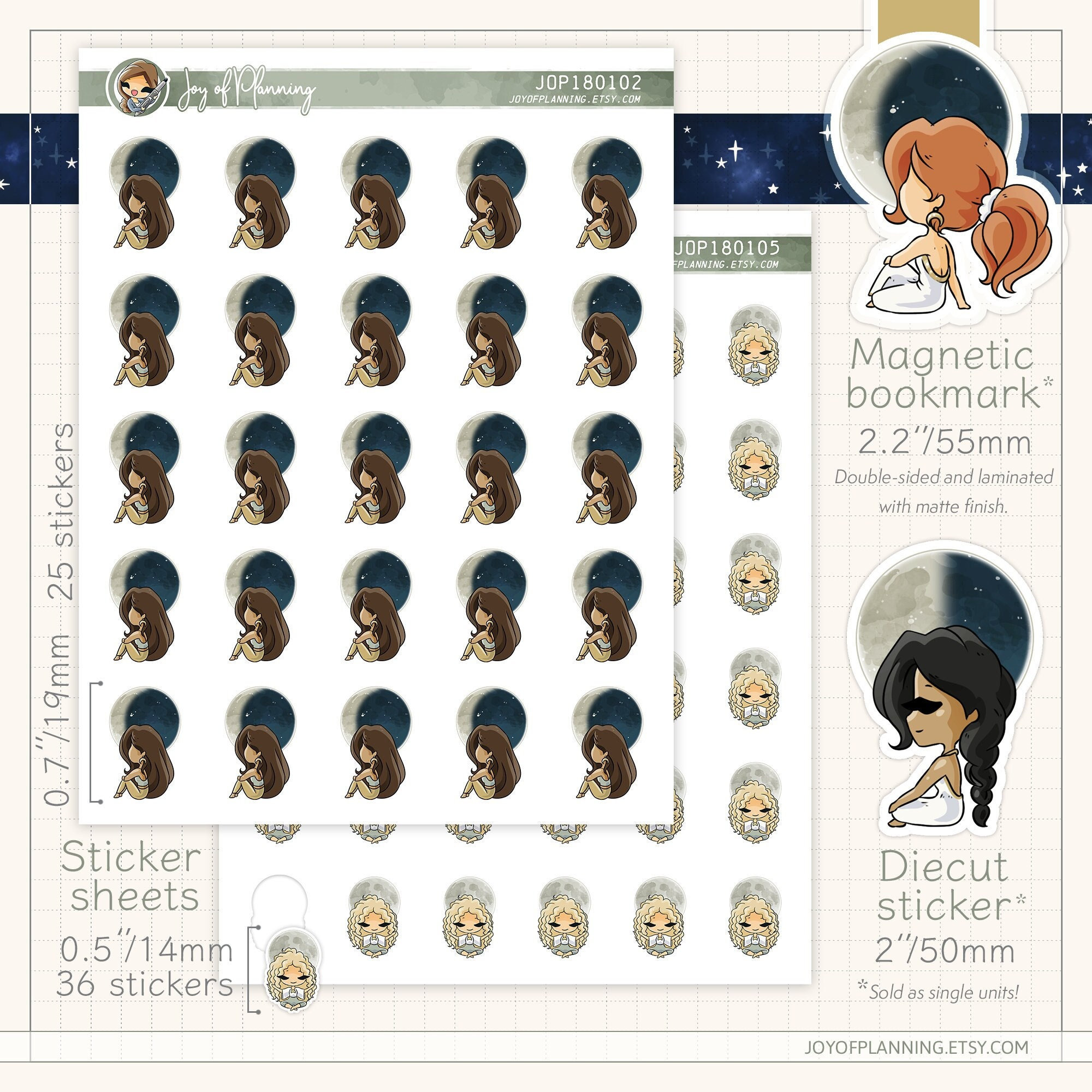 First Aid Sticker Moon Moon Phases Stickers / Lunar Tracker Stickers / Celestial Stickers ...