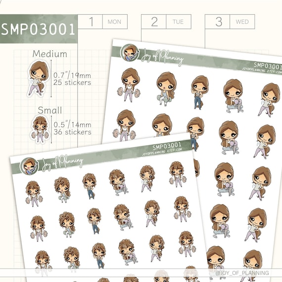 Workout stickers / Exercise stickers / Gym stickers / Lifting stickers / Planner stickers / SMP03001
