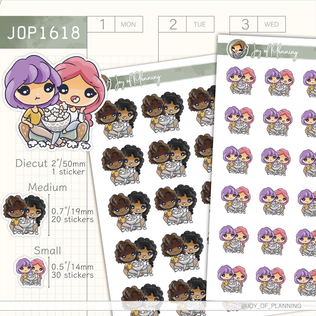 Siblings Sticker Watching TV Stickers / Couple Stickers / Friends Stickers / Sibling ...