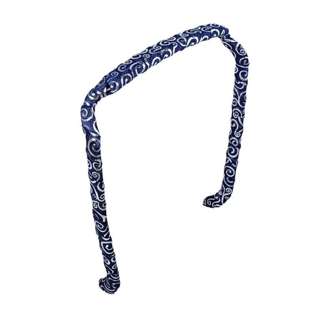 Silver Swirls on Blue Wrapped Headband by Zazzy Bandz: - Etsy