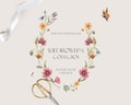 Watercolor wildflowers floral frame clipart-Botanical background clipart-watercolor garden clipart-Spring floral wildflower illustrations product logo