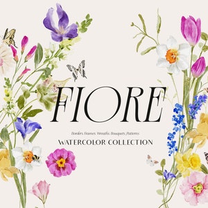 Clipart floral de flores silvestres de acuarela, flores de acuarela brillantes png, flores de primavera, clipart floral de verano, invitación de boda, tulipanes narcisos png