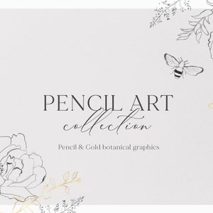 Line art floral bouquets, floral illustrations, flower hand drawn, Pencil sketch, wedding clipart, gold flower line PNG, Fine Art clipart