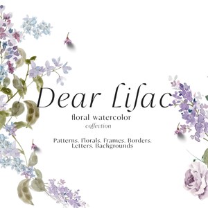 ライラックの水彩画の花のクリップアート - 春の花束の花 - 花輪png - 青いライラックの花のセット - 紫のすみれ色の花の明るいveri pery
