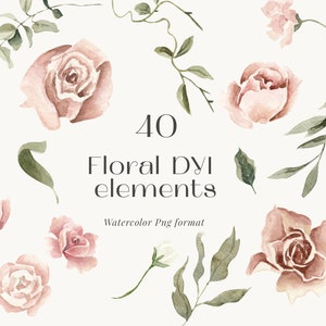 Boho roos bloemen stoffig roze eucalyptus png set-blush roos lentebloemen laat groen voor bruiloft uitnodigen clipart-bloemen elementen