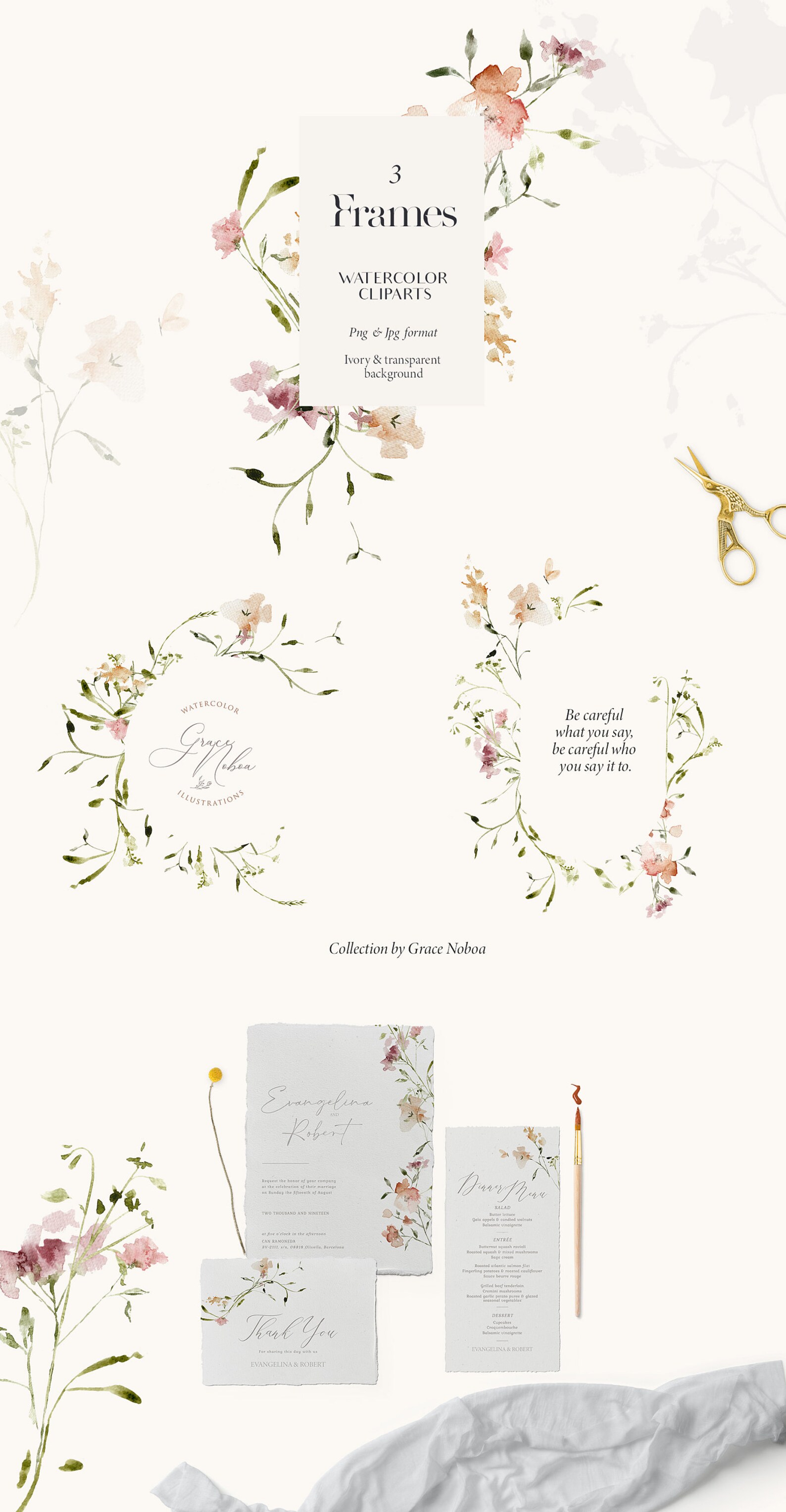 Watercolor Flower Clipart Watercolor Floral Set Watercolor - Etsy