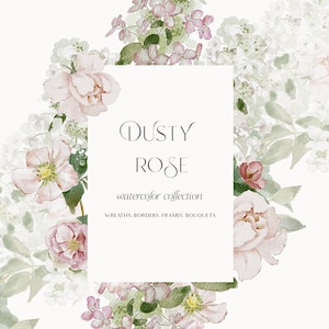 Boho Aquarell Blush Blumen Herbst Floral Png set Blush rose Frühlingsblumen für Hochzeit einladen Clipart Blumenrahmen Grenzen