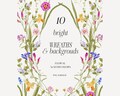 Watercolor wildflower botanical floral clipart Watercolor garden flowers clipart Spring bright summer floral illustrations floral wreath PNG product logo