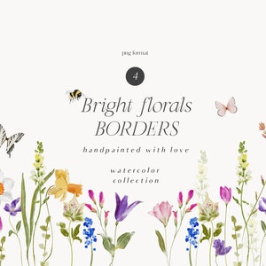 Aquarelle fleurs sauvages fleurs clipart fleurs aquarelle lumineuses png fleurs de printemps été floral clipart invitation de mariage tulipes jonquilles png