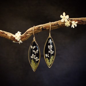 Boucles d'oreilles fleurs des prés/boucles d'oreilles fleurs véritables/bijoux botaniques/boucles d'oreilles forêt