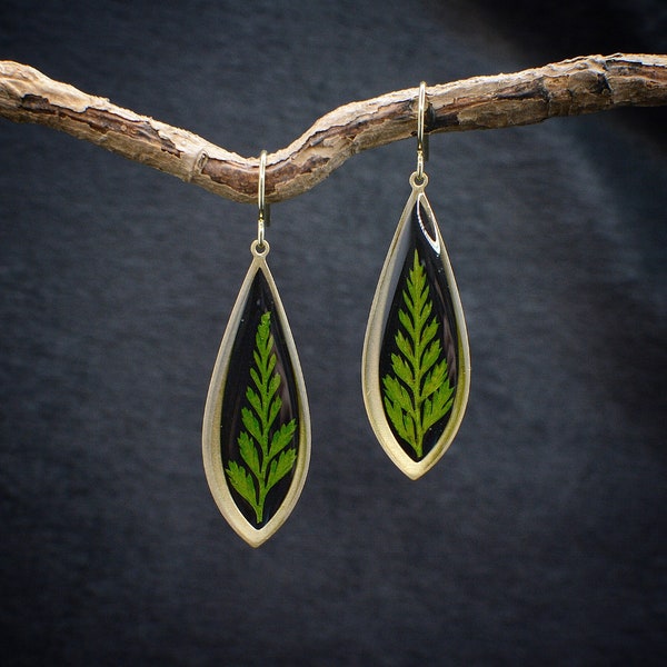 Fern earrings/forest earrings/real fern earrings/gift for her/fern jewelry/wanderlust jewelry/boho earrings/botanical earrings