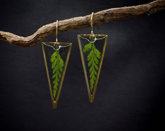 Forest fern earrings/fern dangle earrings /gift for her/fern jewelry/terrarium jewelry /wanderlust jewelry /boho earrings/
