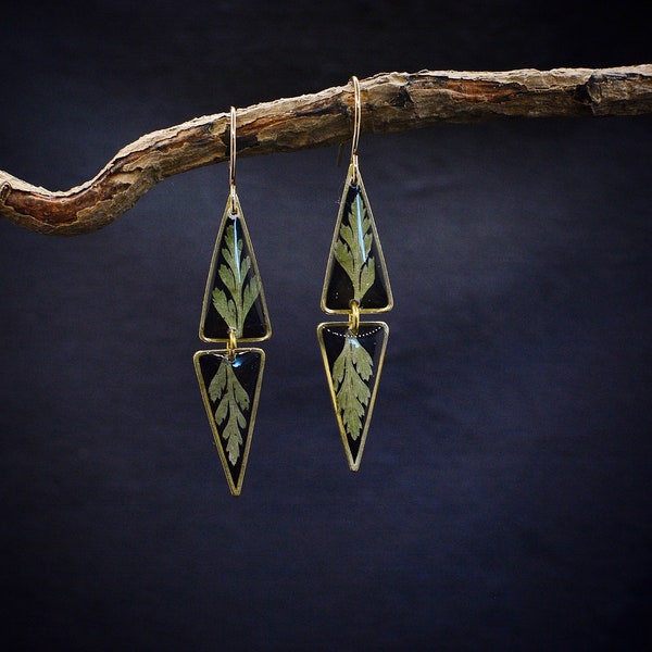Forest fern earrings/fern dangle earrings/gift for her/fern jewelry/terrarium jewelry/wanderlust jewelry/boho earrings