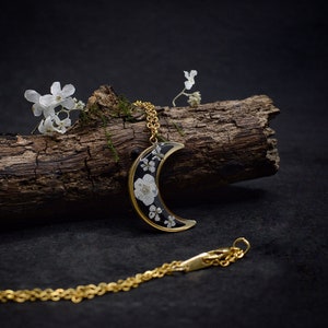 Mondblumen Halskette/gepresste Blumen Halskette/himmlischer Schmuck/Geschenk für Sie Bild 2