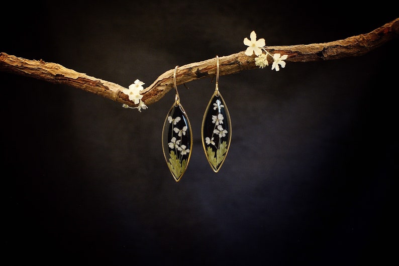 Meadow flower earrings/real flower earrings/botanical jewelry/woodland earrings image 1