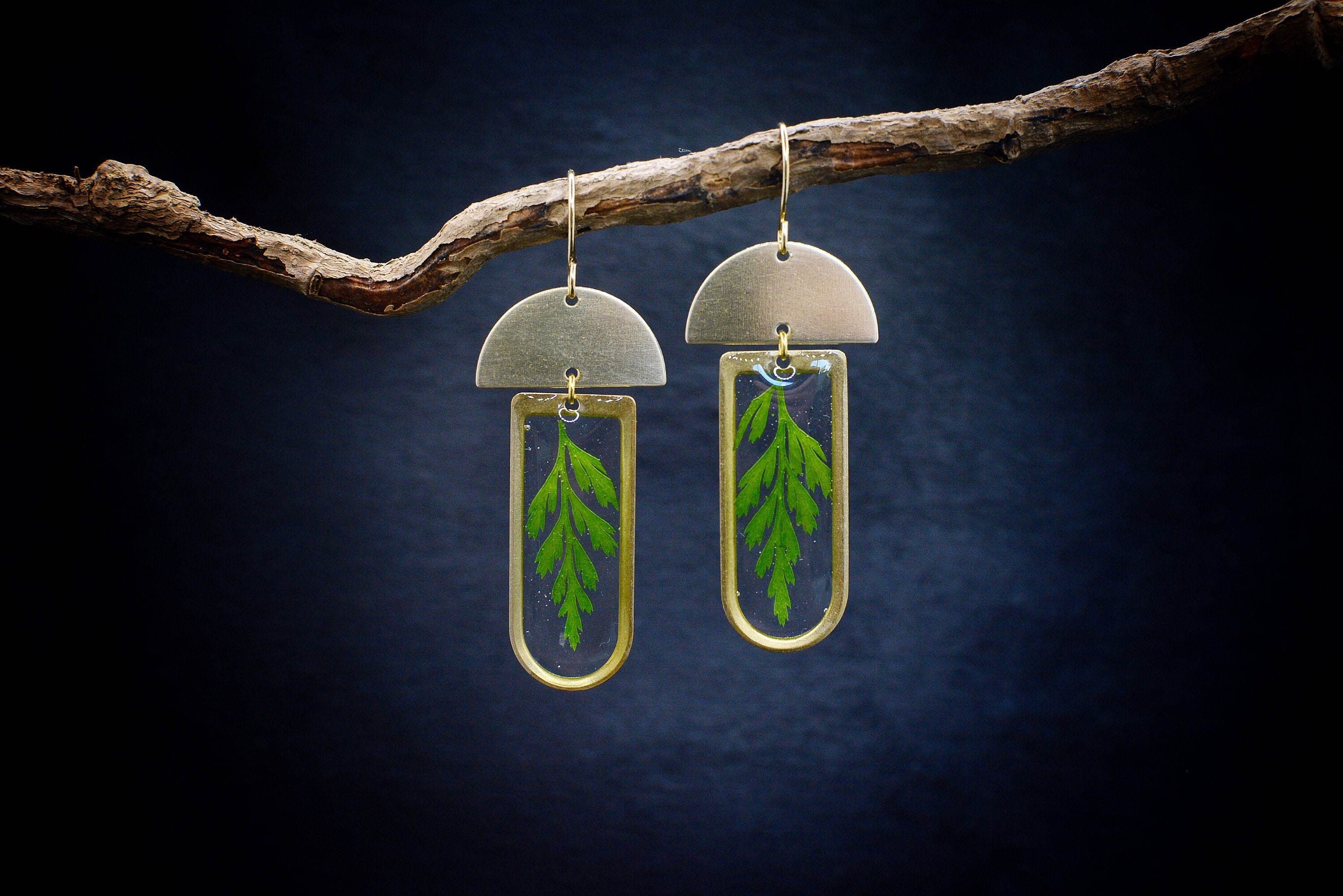 Fern Nature Dangle Earrings, Forest Gift For Her, Boho Style, Unique Jewellery, Preserved Botanical Fern