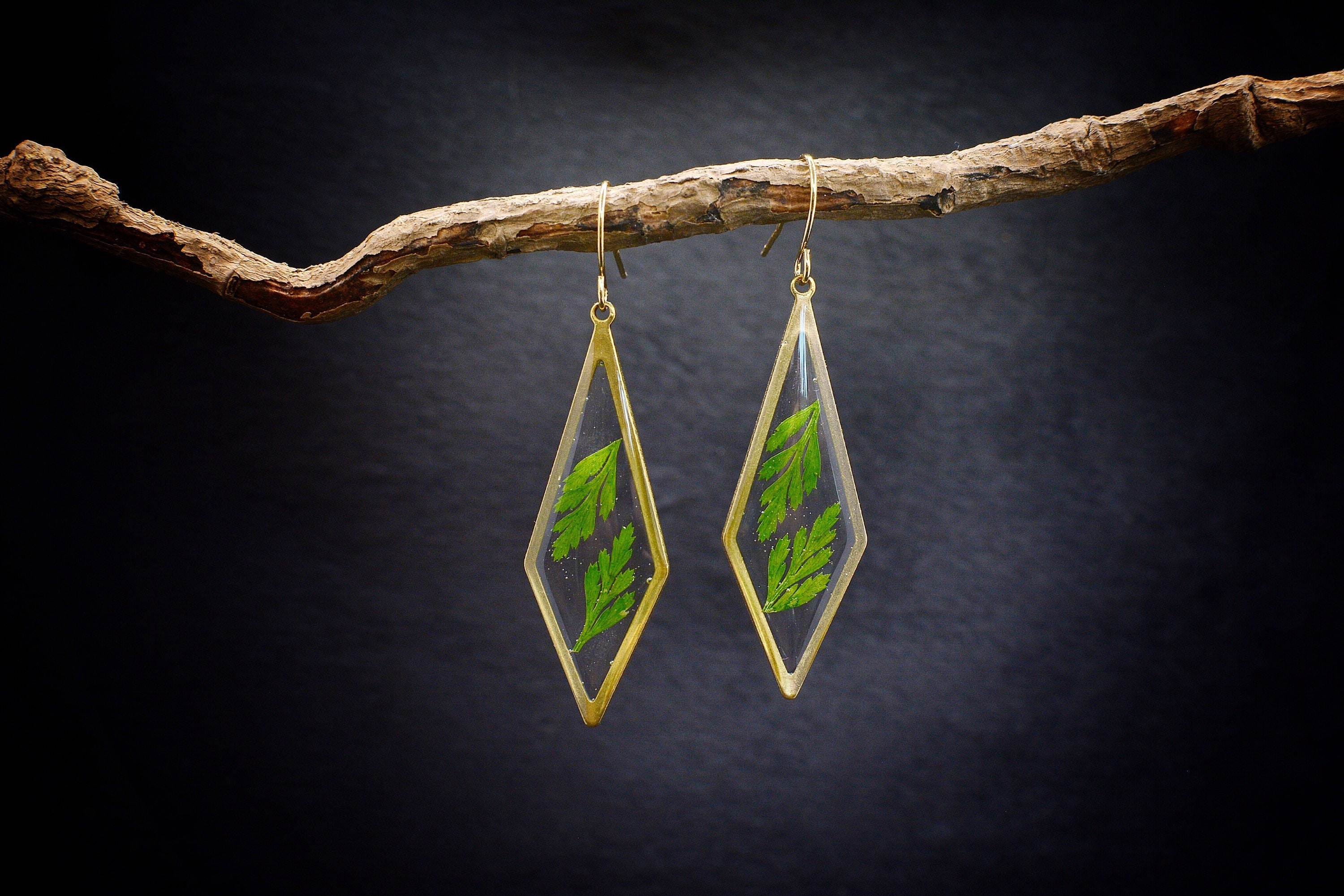 Forest Earrings/Forest Fern Earrings/Gift For Her/Fern Jewelry/Terrarium Jewelry/Wanderlust Jewelry/Boho Earrings/Botanical