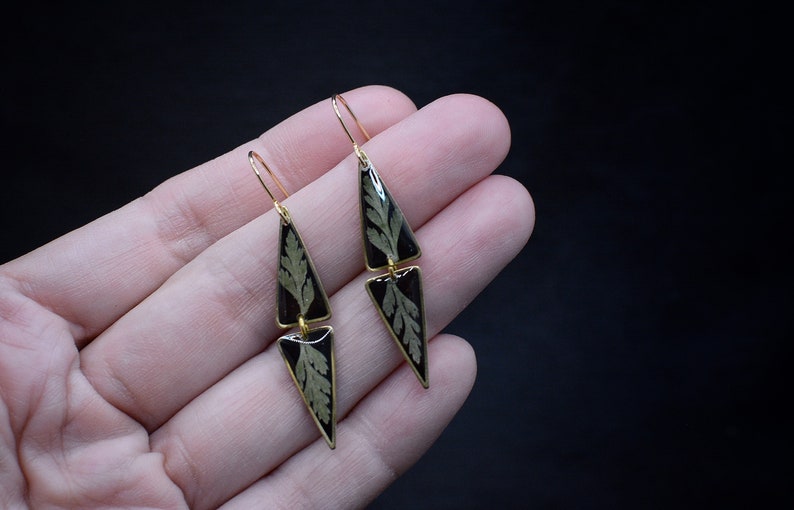 Forest fern earrings/fern dangle earrings/gift for her/fern jewelry/terrarium jewelry/wanderlust jewelry/boho earrings image 6