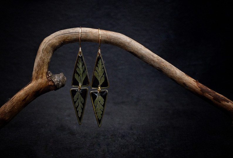 Forest fern earrings/fern dangle earrings/gift for her/fern jewelry/terrarium jewelry/wanderlust jewelry/boho earrings image 7