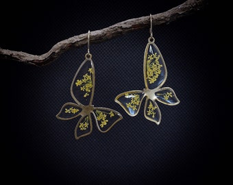 Butterfly earrings/butterfly jewelry/Mothers Day Gift/botanical earrings/nature jewelry/aesthetic jewelry/terrarium jewelry/