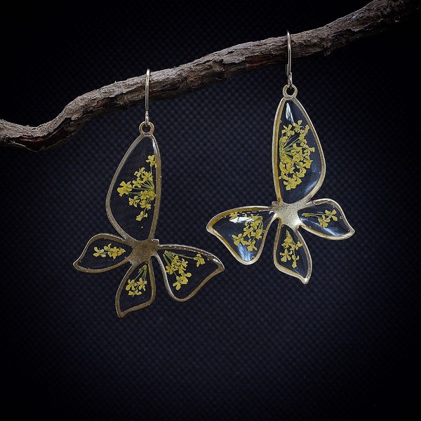 Boucles d'oreilles papillon/Bijoux papillons/Cadeau fête des Mères/Boucles d'oreilles botaniques/Bijoux nature/Bijoux esthétiques/Bijoux de terrarium/