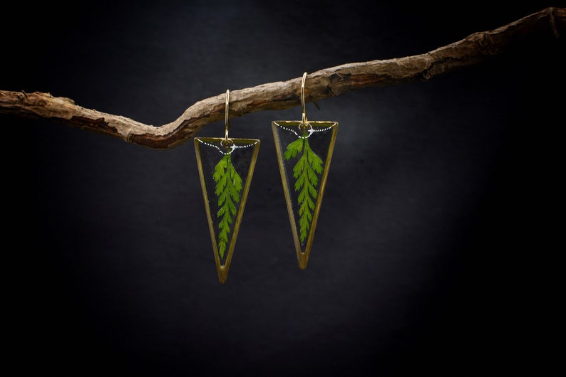 Forest fern earrings/fern dangle earrings /gift for her/fern jewelry/terrarium jewelry /wanderlust jewelry /boho earrings/ 