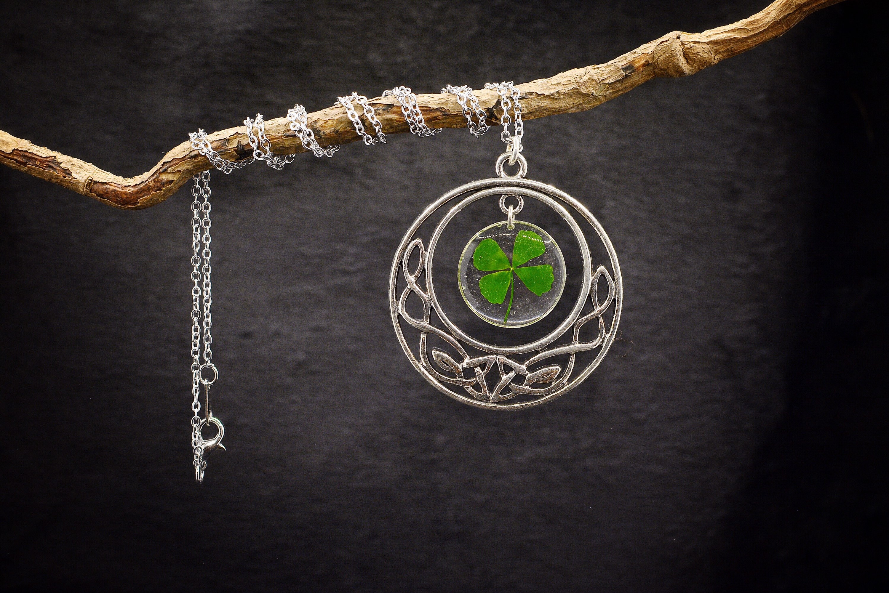 Lucky Clover Necklace/Real Leaf Jewelry/Celtic Necklace/Botanical Jewelry/Gift For Her/st Patricks Day