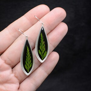 Forest fern earrings/real fern jewelry/botanical handmade jewelry/boho dangle drop earrings image 4