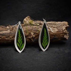 Forest fern earrings/real fern jewelry/botanical handmade jewelry/boho dangle drop earrings image 2