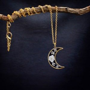 Mondblumen Halskette/gepresste Blumen Halskette/himmlischer Schmuck/Geschenk für Sie Bild 1