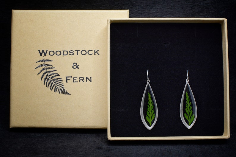 Forest fern earrings/real fern jewelry/botanical handmade jewelry/boho dangle drop earrings image 5