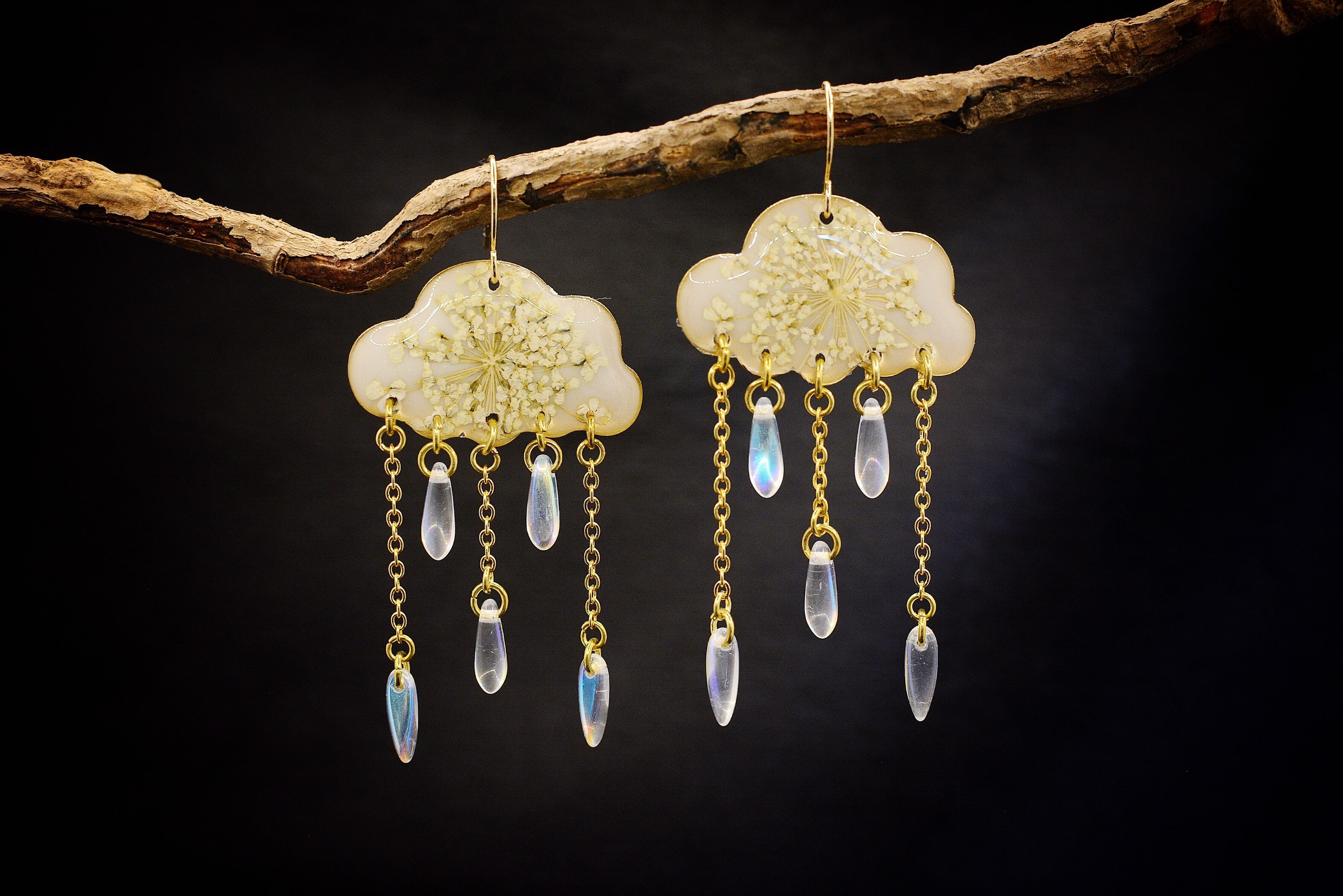 Cloud Earrings/Real Flower Jewelry/Dangle Drop Earrings/statement Earrings