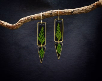 Forest fern earrings/fern dangle earrings/fern jewelry/terrarium jewelry/wanderlust jewelry/boho earrings/gift for her