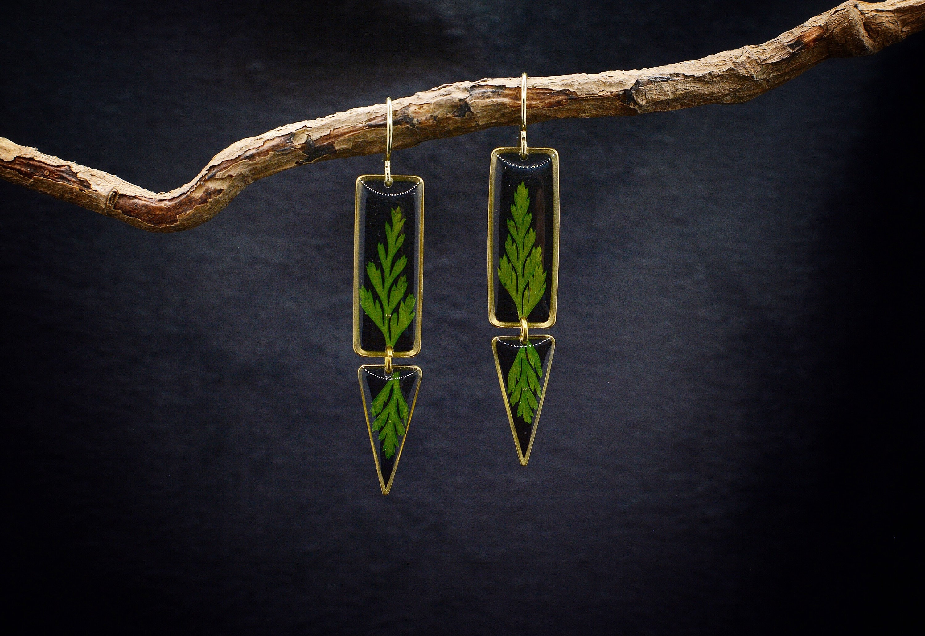 Forest Fern Earrings/Fern Dangle Jewelry/Terrarium Jewelry/Wanderlust Jewelry/Boho Earrings/Gift For Her