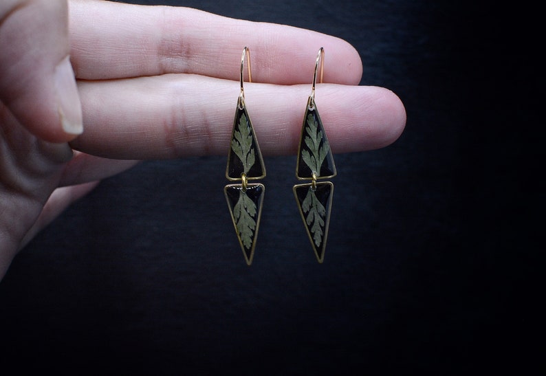 Forest fern earrings/fern dangle earrings/gift for her/fern jewelry/terrarium jewelry/wanderlust jewelry/boho earrings image 8