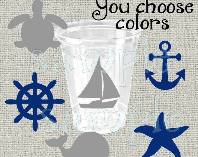 24 Assorted Nautical Vinyl Decals Nautical Party Birthday Etsy
