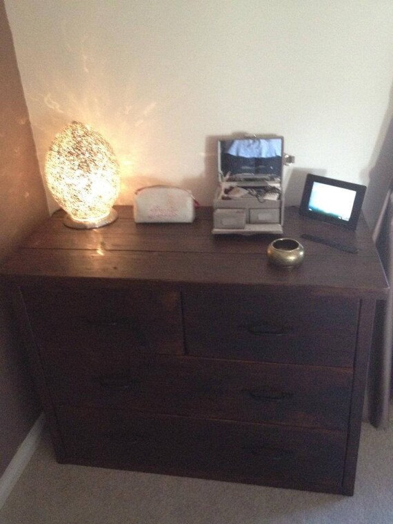 Handmade Chunky Rustic Wooden Chest Of Drawers Dark Oak Finish Etsy
