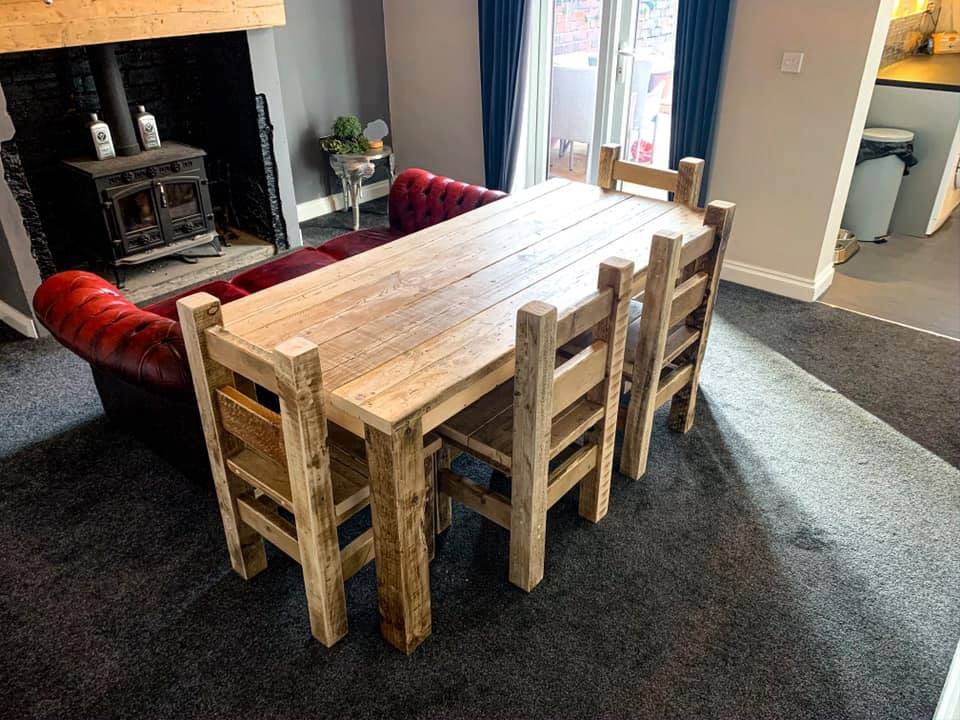 Handmade | Chunky | Rustic | Farmhouse Style Dining Kitchen Table ...