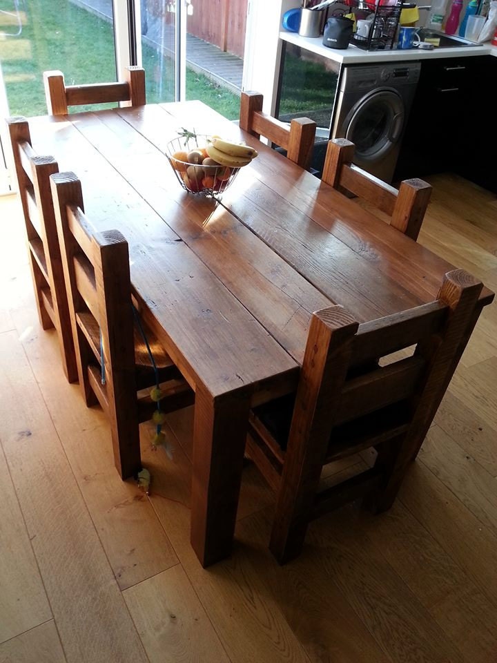 Handmade | Chunky | Rustic | Farmhouse Style Dining Kitchen Table ...