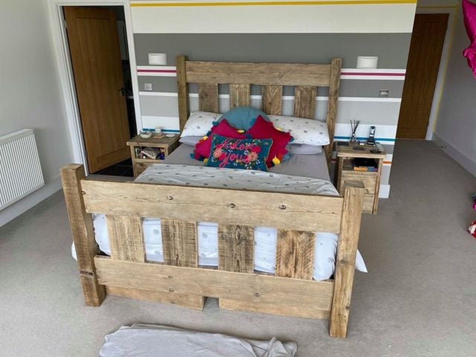 Handmade Chunky Rustic Bed Farmhouse Style High Footboard, SOLID ...