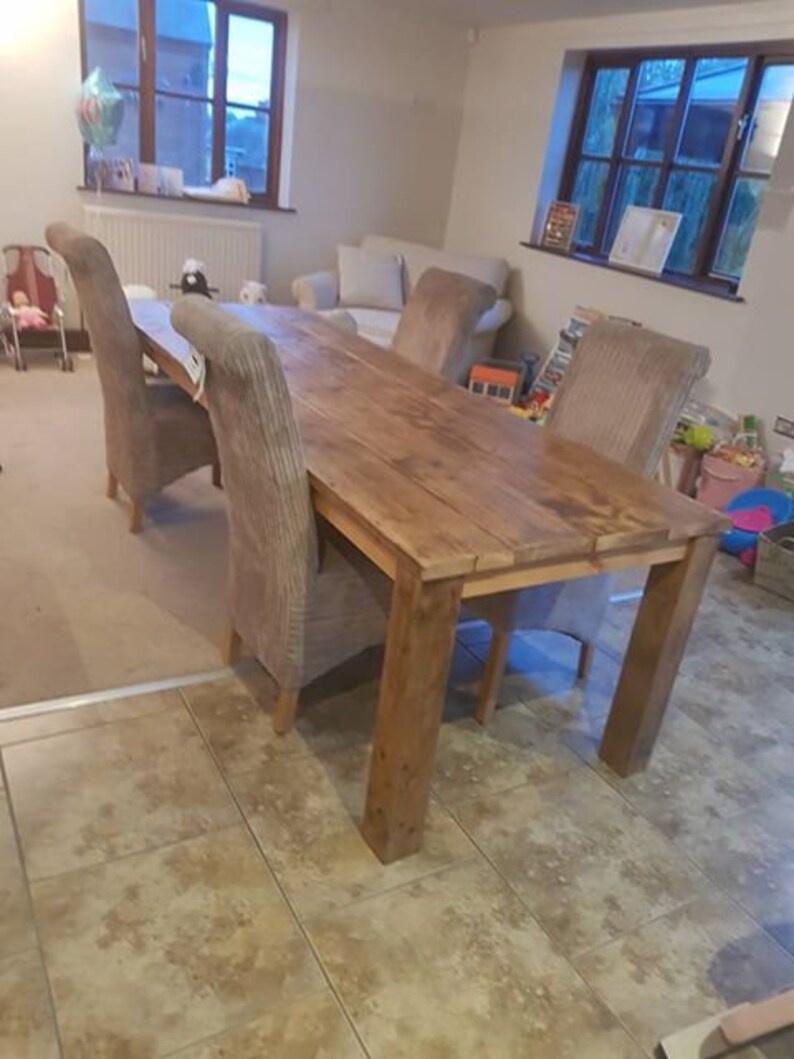 Handmade Chunky Rustic Wooden Dining Table Reclaimed Light Oak Etsy UK