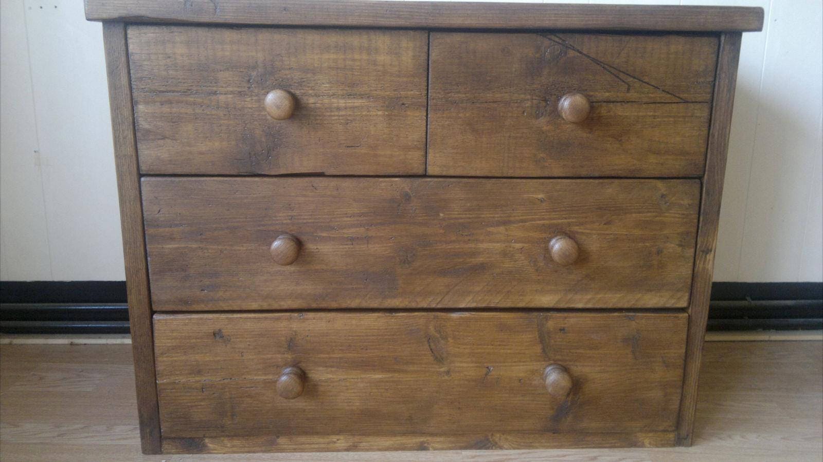 Handmade Chunky Rustic Wooden Chest of Drawers Warm Oak Finish Etsy UK
