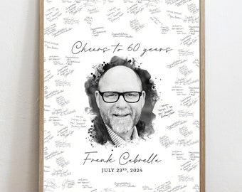 Libro de firmas alternativo para el 60 cumpleaños, Libro de firmas de cumpleaños, Regalo de 60 cumpleaños para ella, Libro de firmas de cumpleaños, Regalo de cumpleaños de 60 años