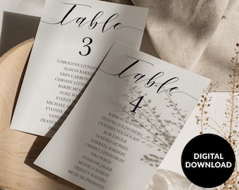 Place Card Template, Table Number Template, Seating Chart Template, Table Number Printable, Wedding Place Card Template, Seating Chart Card