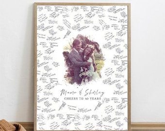 Libro de firmas alternativo para el 40.º aniversario de bodas, cartel de aniversario imprimible, regalo de 40.º aniversario, descarga digital personalizada.